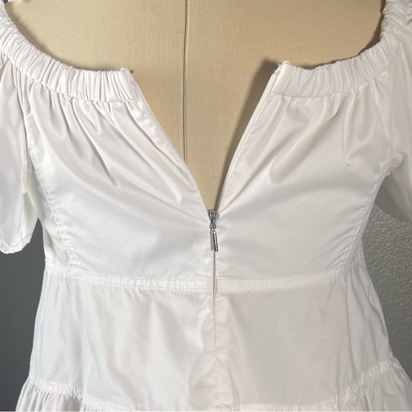 REBECCA TAYLOR White Flared Shoulder Nautical Stretchy Top White Good Condition - Picture 7 of 8